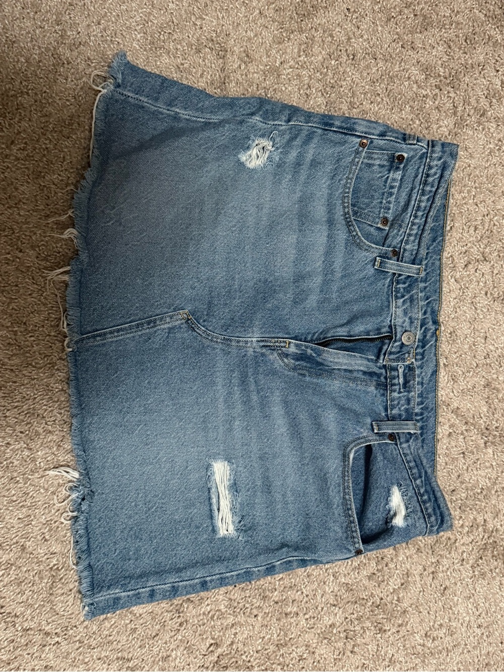 Levi's Blue Distressed Denim Skirt